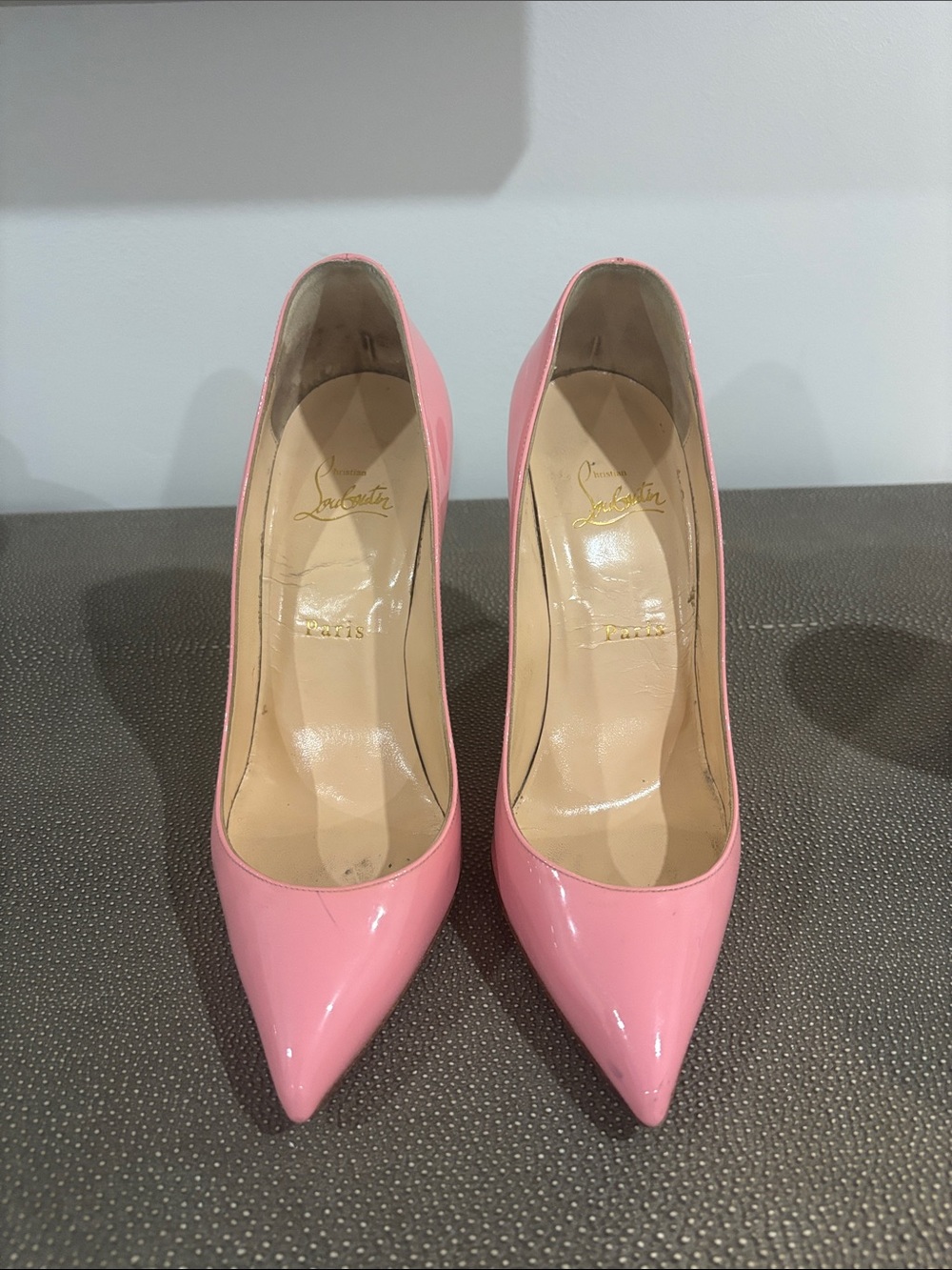 Christian Louboutin Pink Patent Pointed Pumps